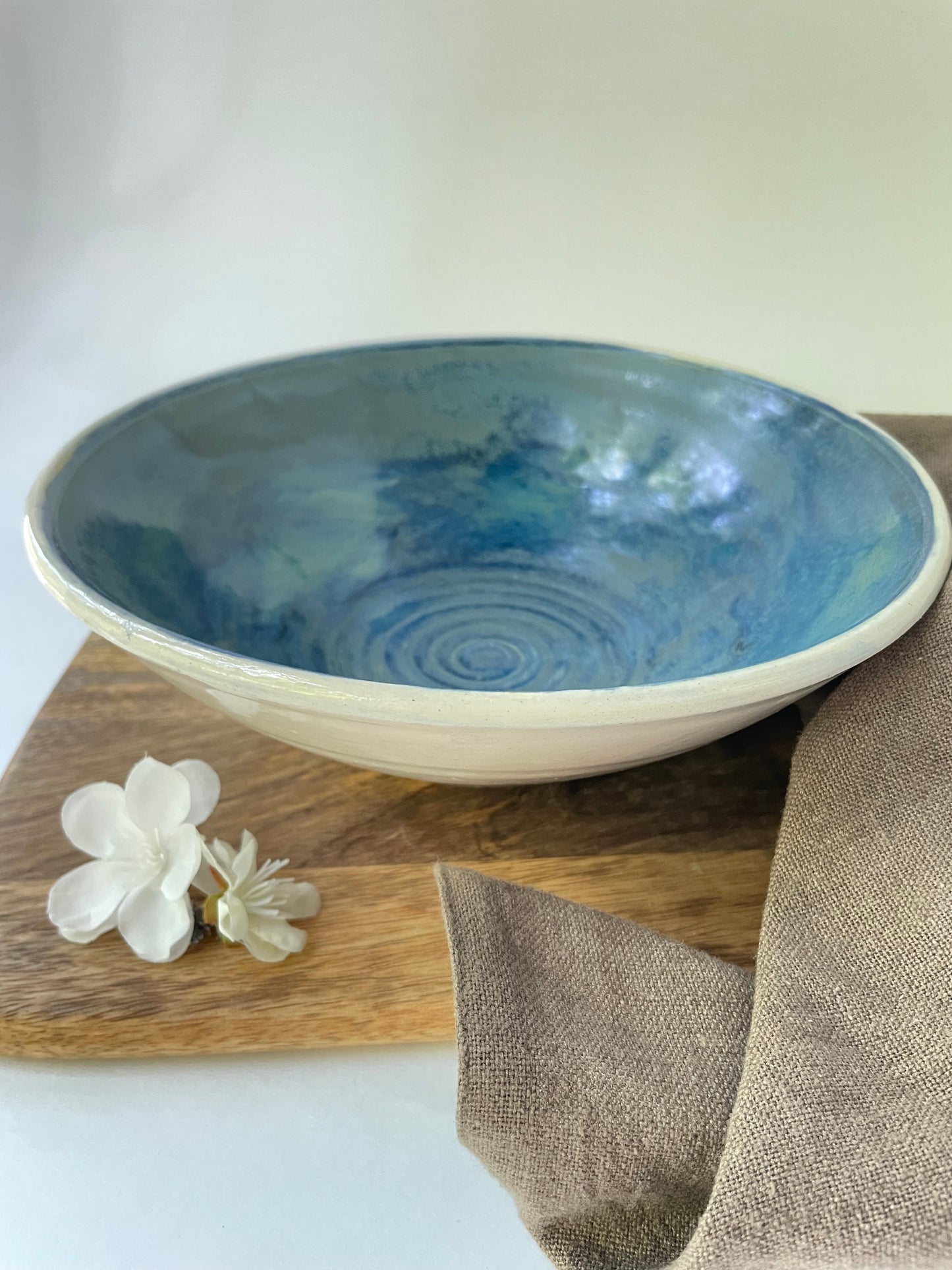 Blue Azurite Serving Bowl, 9 inch