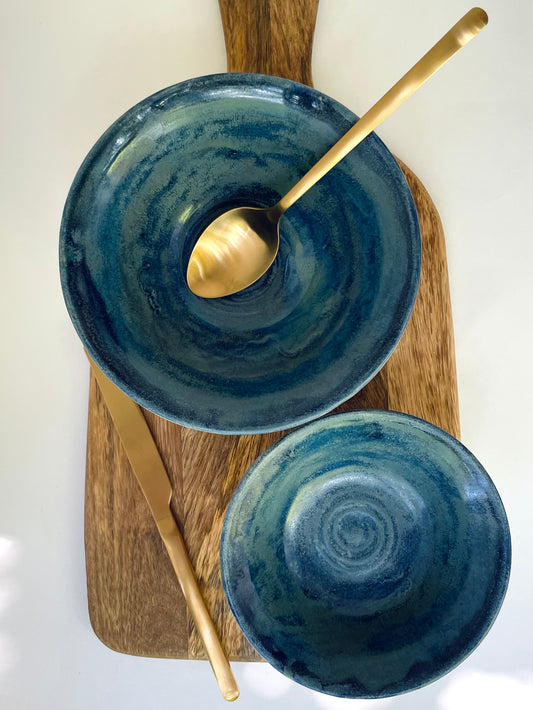 Blue Azurite Nesting Bowls, set of 2