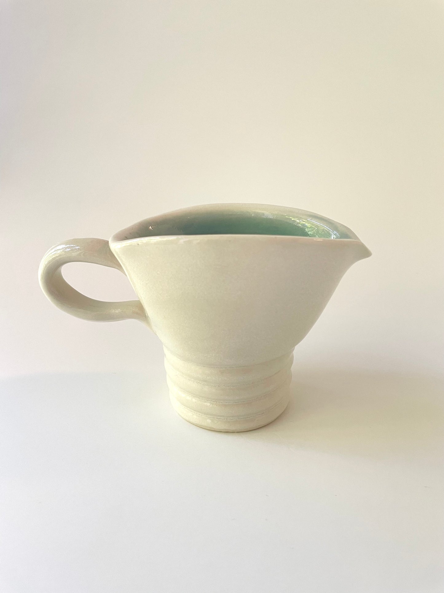 White and Celadon Sugar Bowl and Creamer