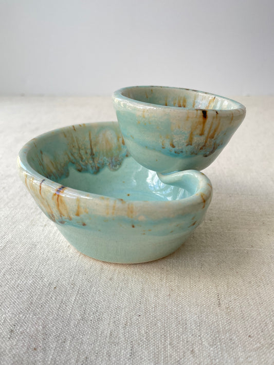 Olives Bowl, Blue and Birch with Crystals