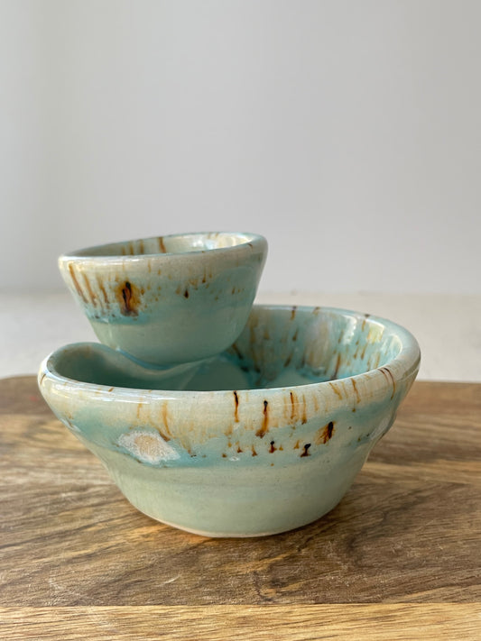 Olives Bowl, Blue and Birch with Crystals