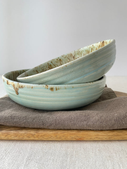 Blue and Birch Pasta Bowls, Set of 2