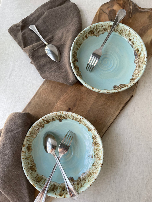Blue and Birch Pasta Bowls, Set of 2
