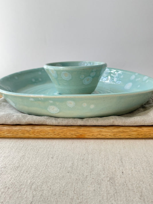 Chip & Dip Set, 2-Piece, Turquoise with Crystals