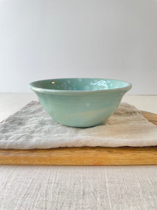 Turquoise with Crystals Serving Bowl, 6.5 inch wide