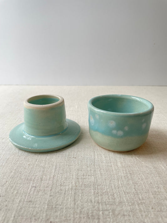 French Butter Bell, Turquoise with Crystals