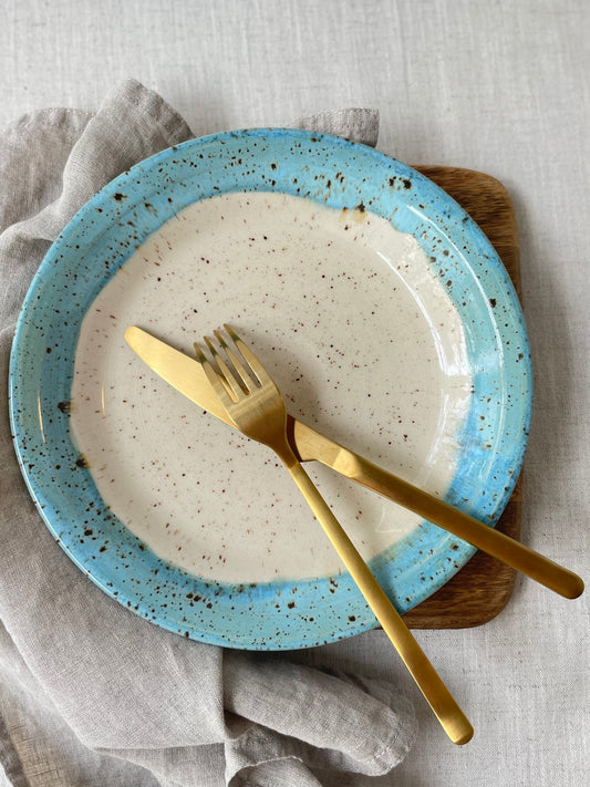 Cerulean Speckled Clay Serving Plate