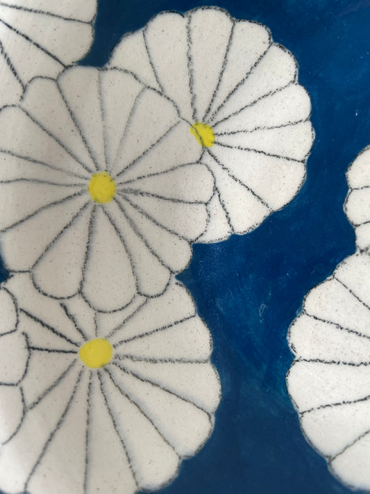 Japanese Print Flared Bowl in Navy