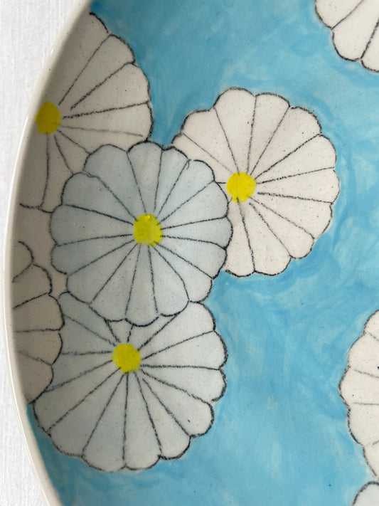 Japanese Print Wide Bowl in Sky Blue