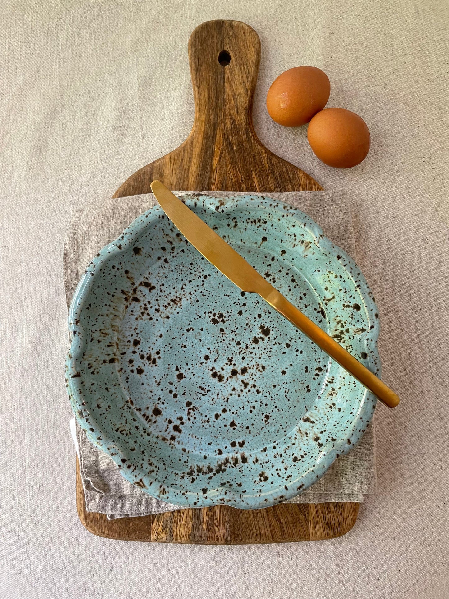Cerulean Speckled Pie Plate