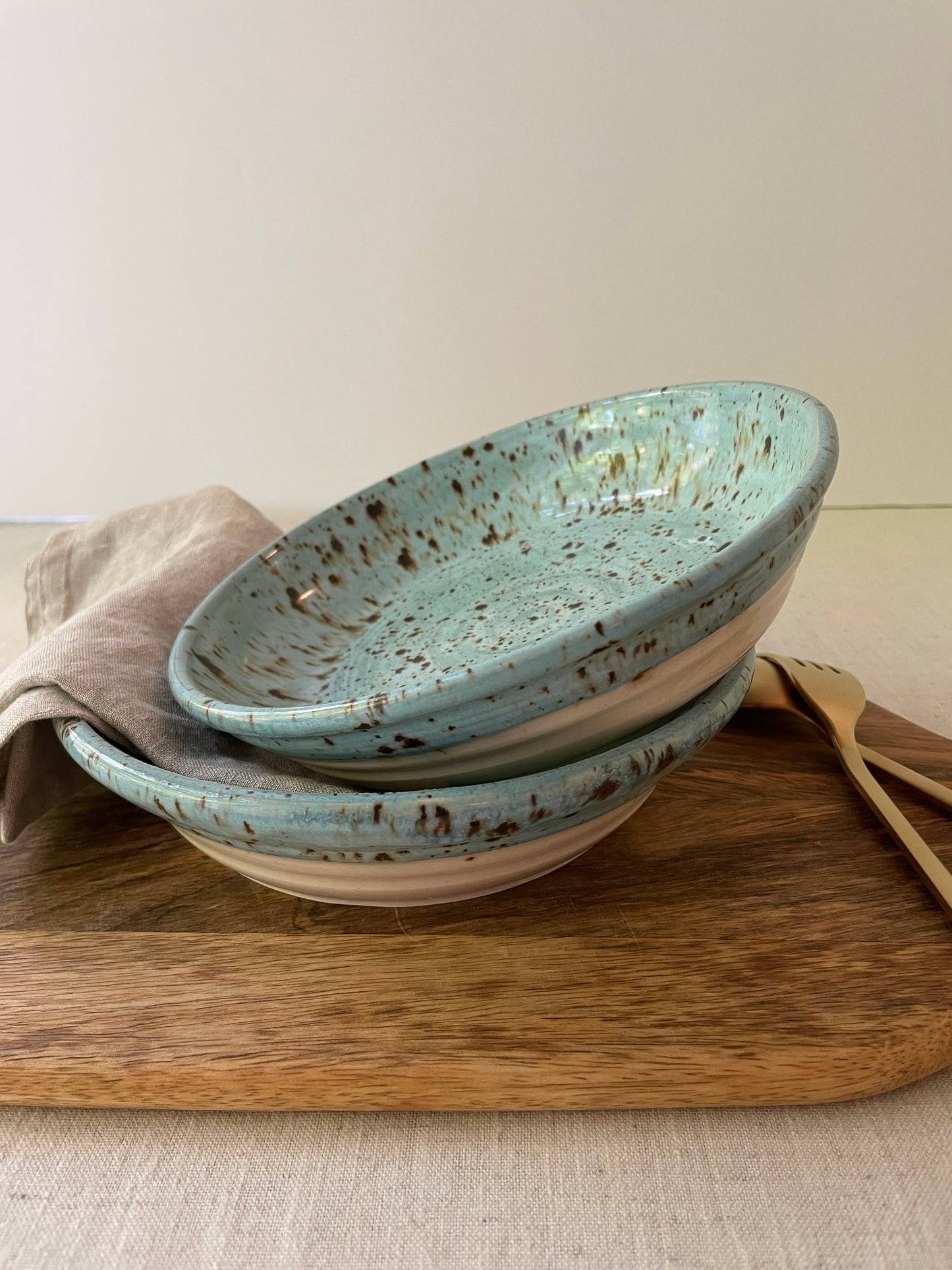 Cerulean Speckled Pasta Bowls, Set of 2