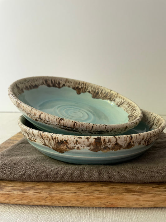 Blue and Birch Pasta Bowls, Set of 2