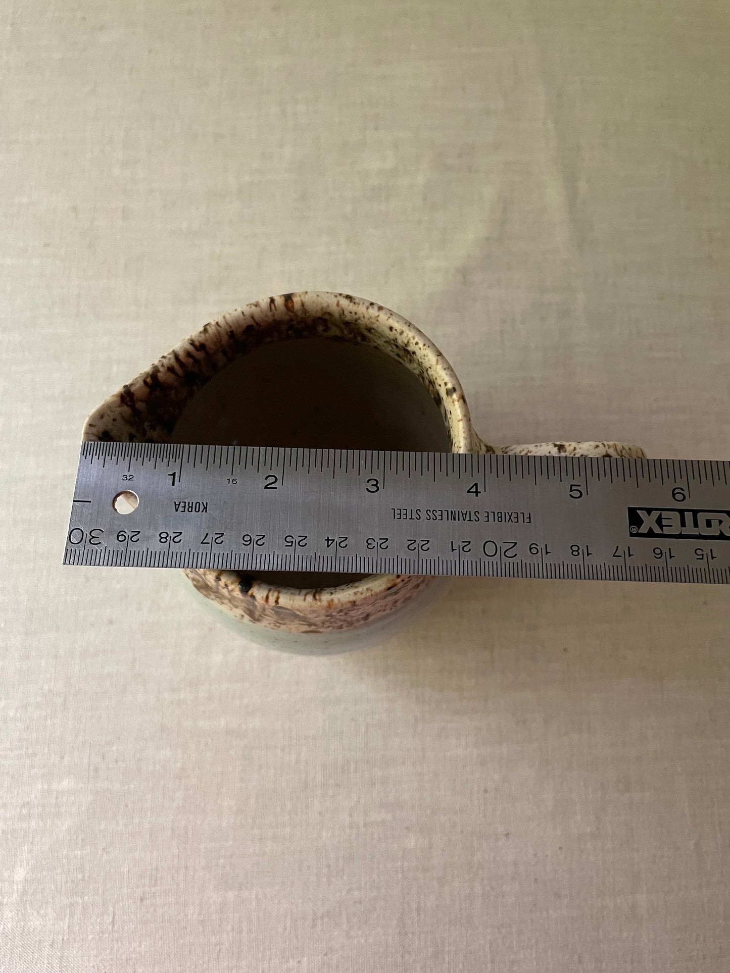 Blue and Birch Speckled Clay Pitcher 2