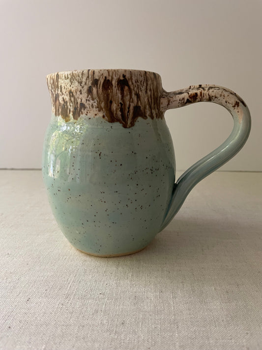 Blue and Birch Speckled Clay Pitcher 1
