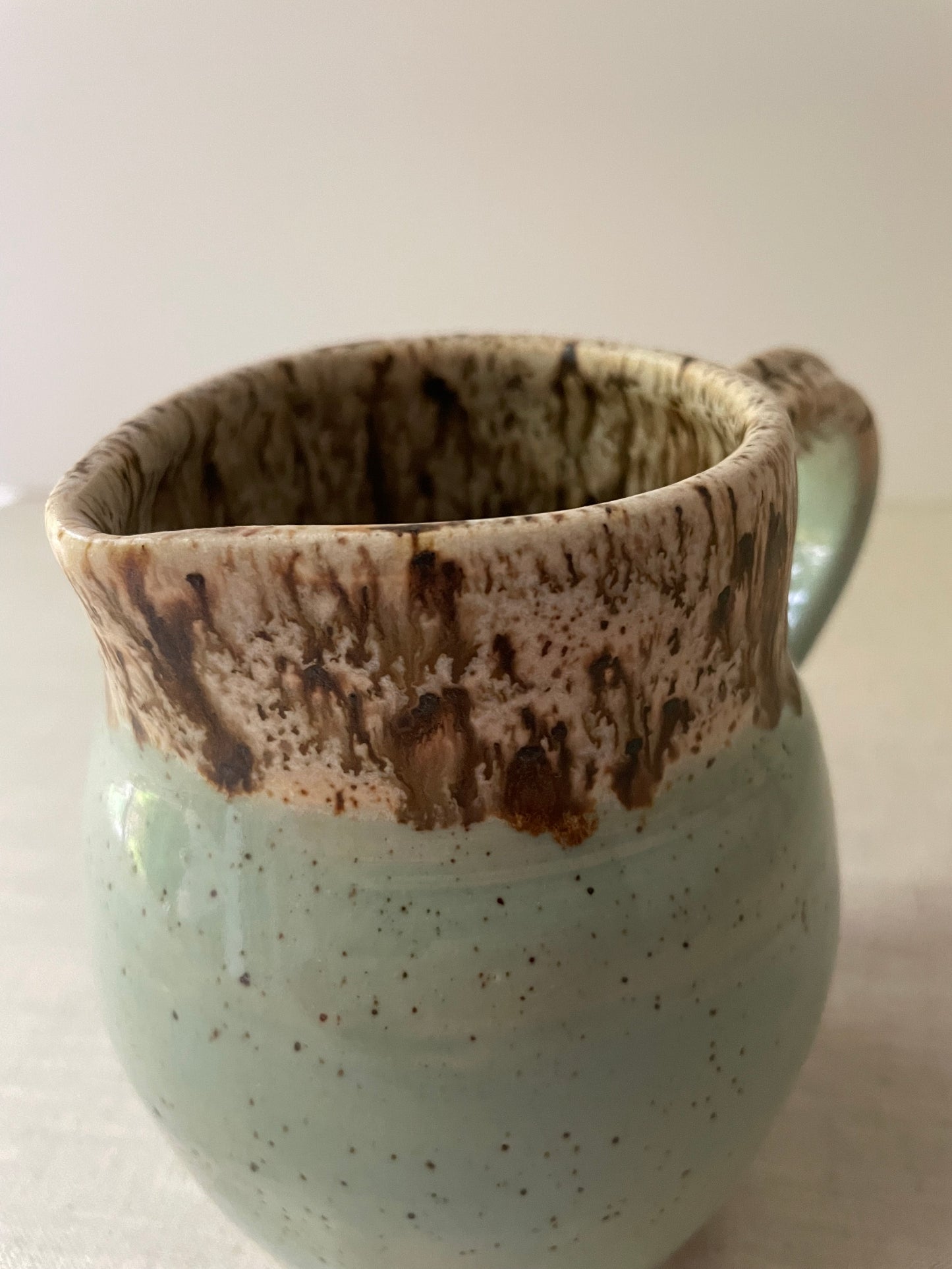 Blue and Birch Speckled Clay Pitcher 1