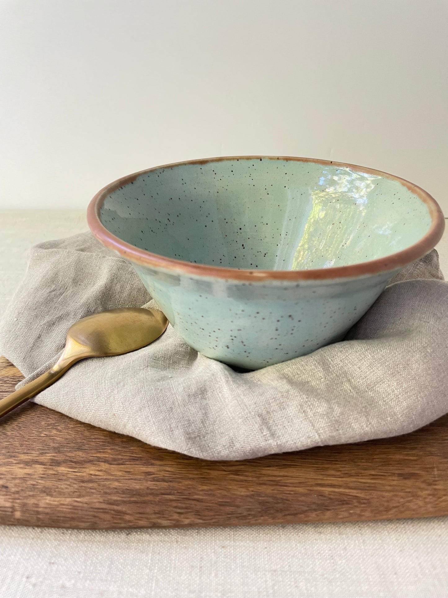 Turquoise Speckled Clay Bowl, 6 inch