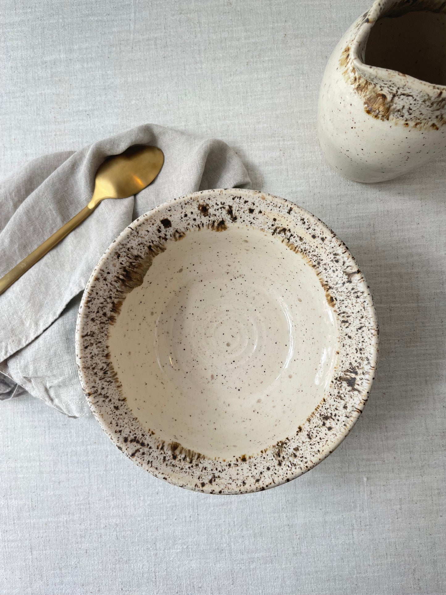 Blue and Birch Speckled Bowl, 7 inch