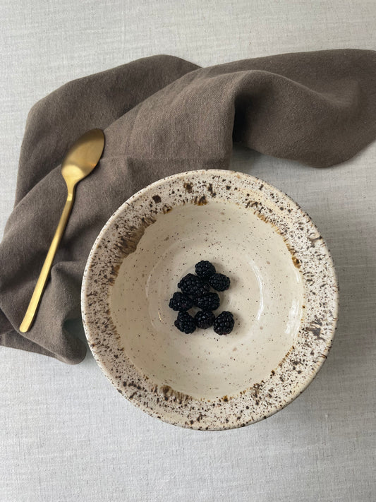 Blue and Birch Speckled Bowl, 7 inch
