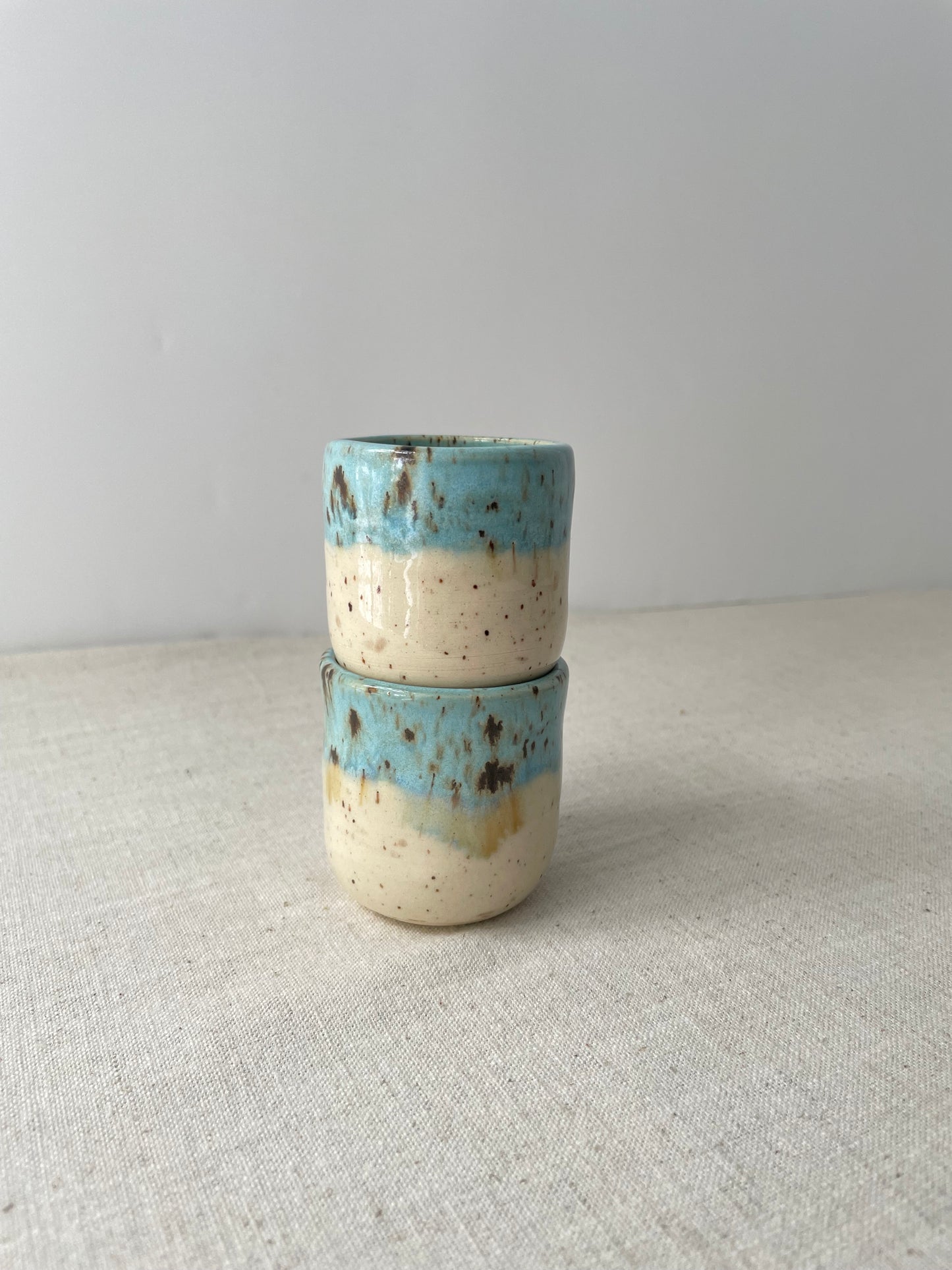 Cerulean Speckled Clay Espresso Cups, Set of 2