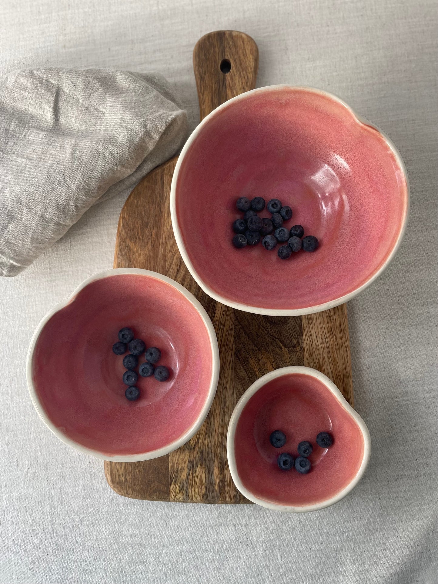 Warm Pink Heart Nesting Bowls, set of 2