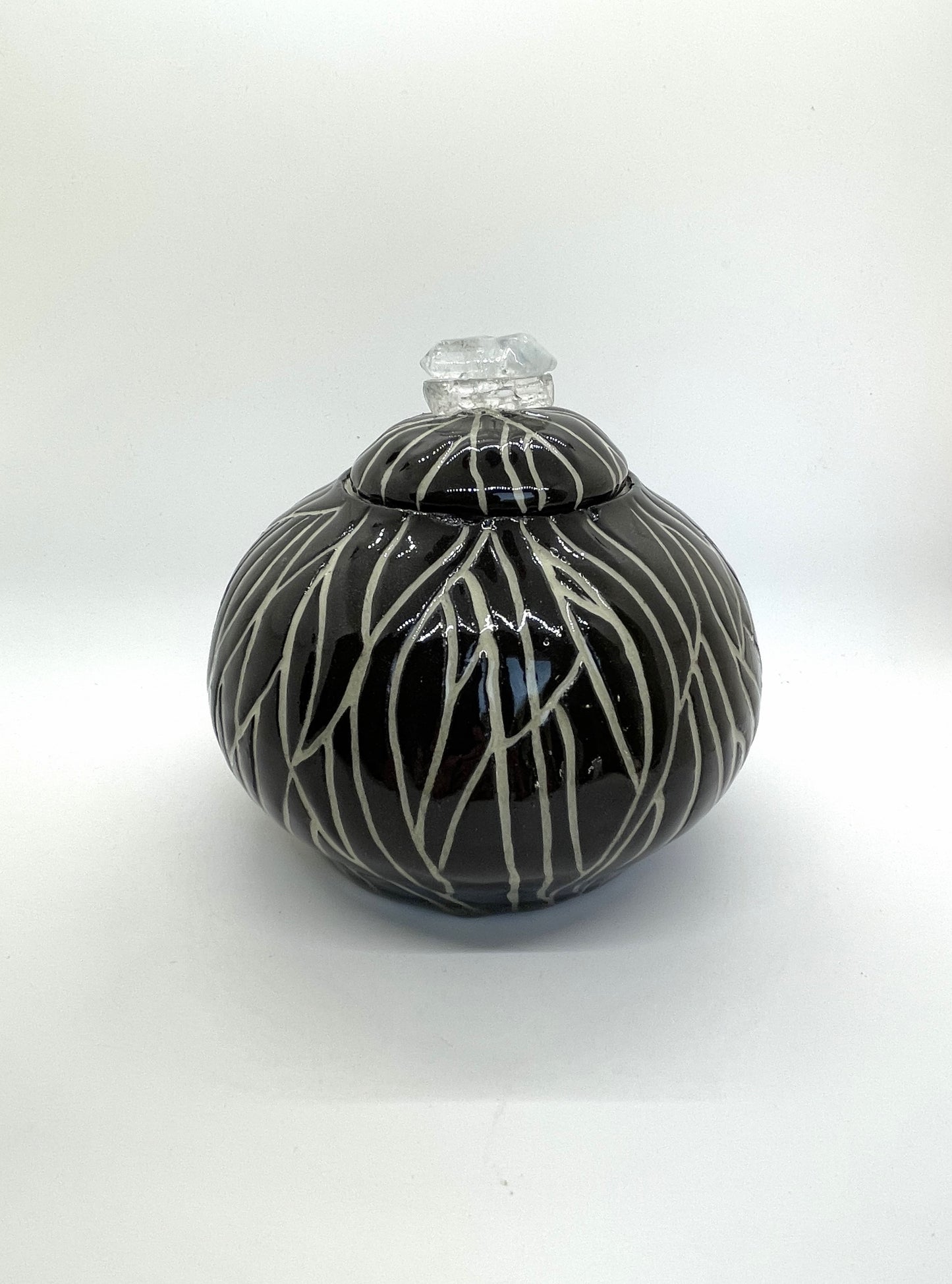 Black Bark Wide Lidded Container