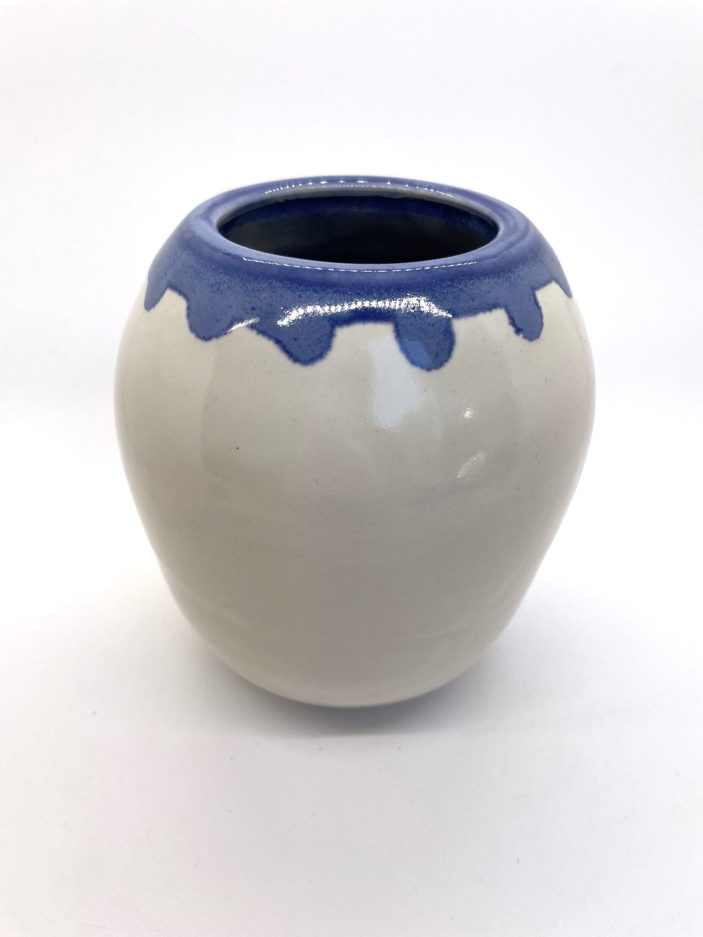 White and Mottled Cobalt Vase