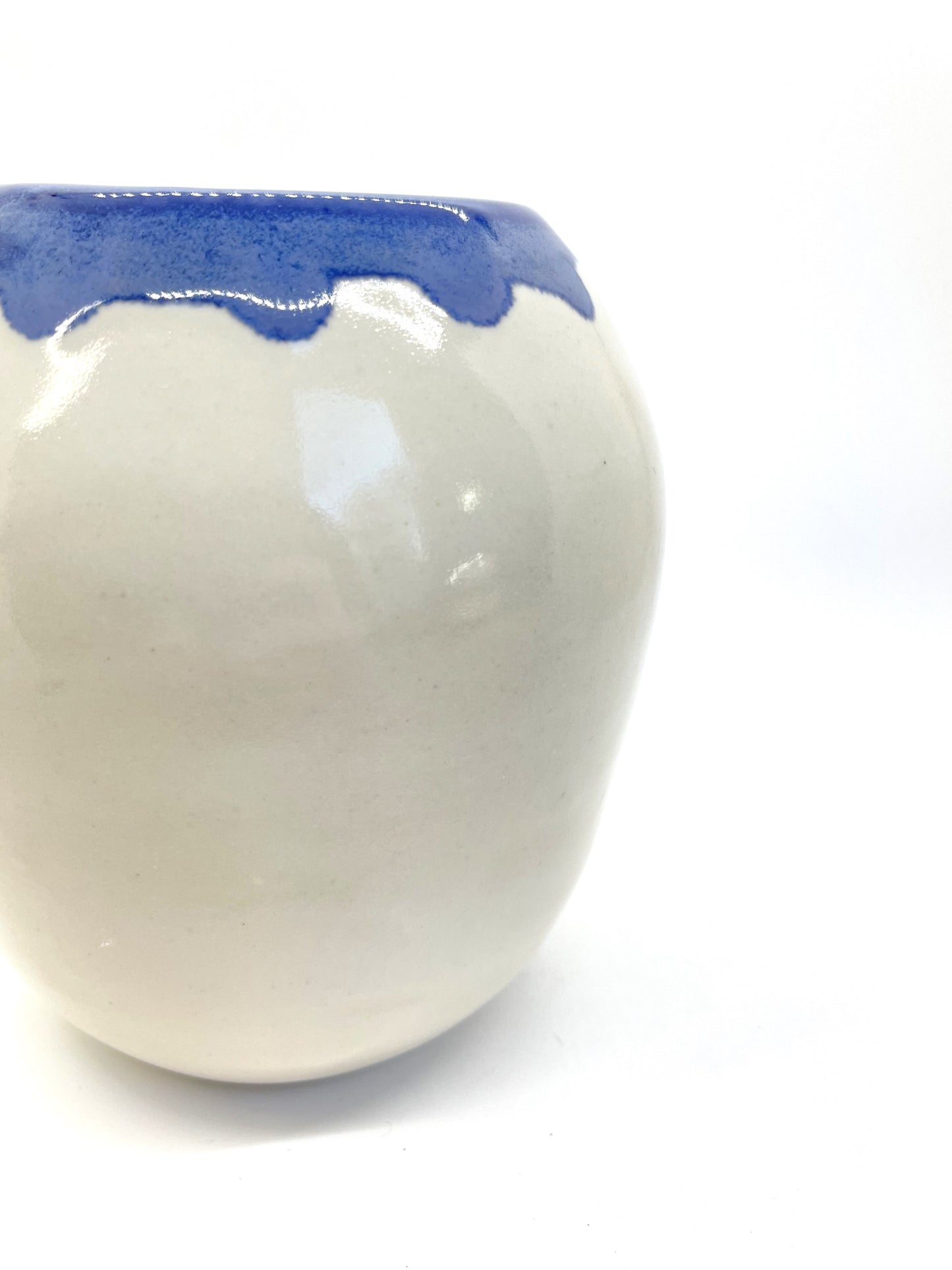 White and Mottled Cobalt Vase