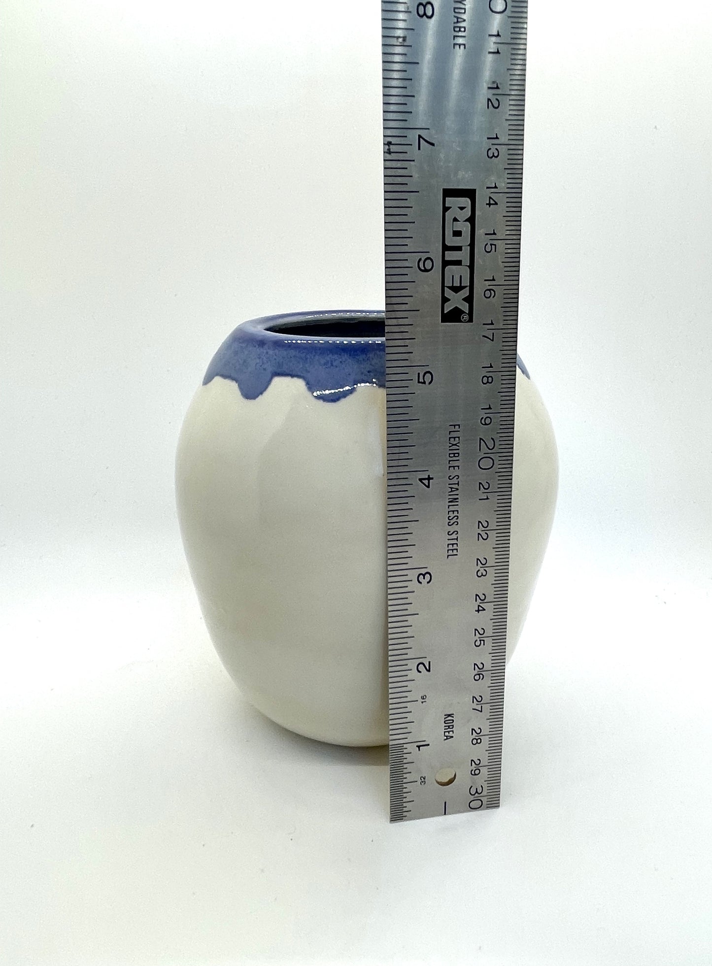 White and Mottled Cobalt Vase