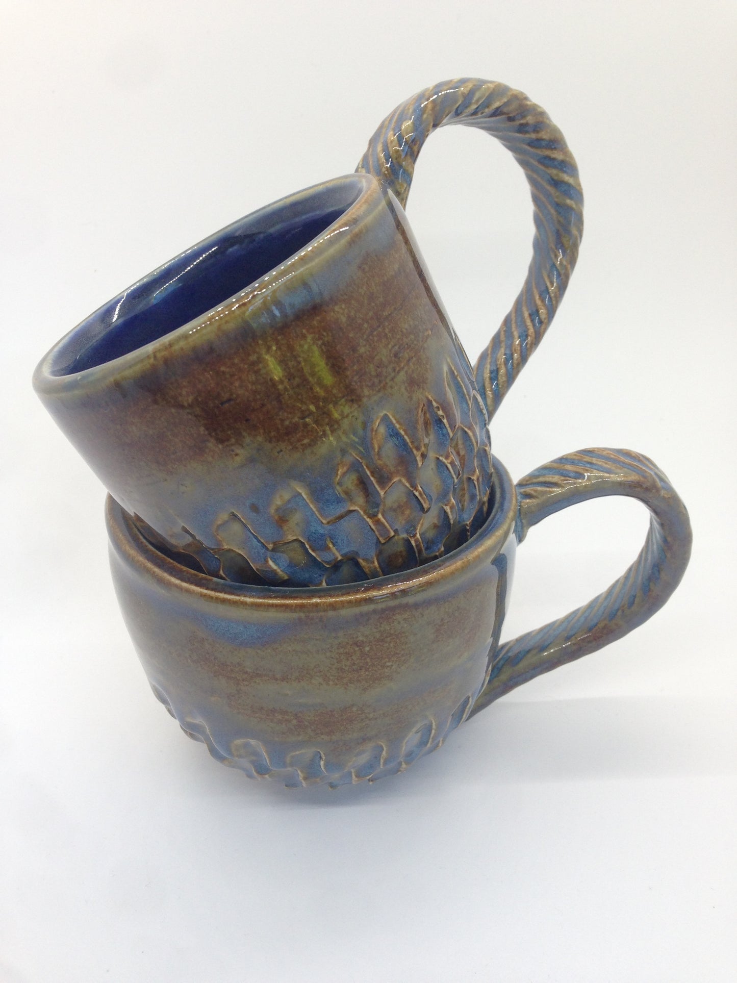 Blue Faceted Tea Cup